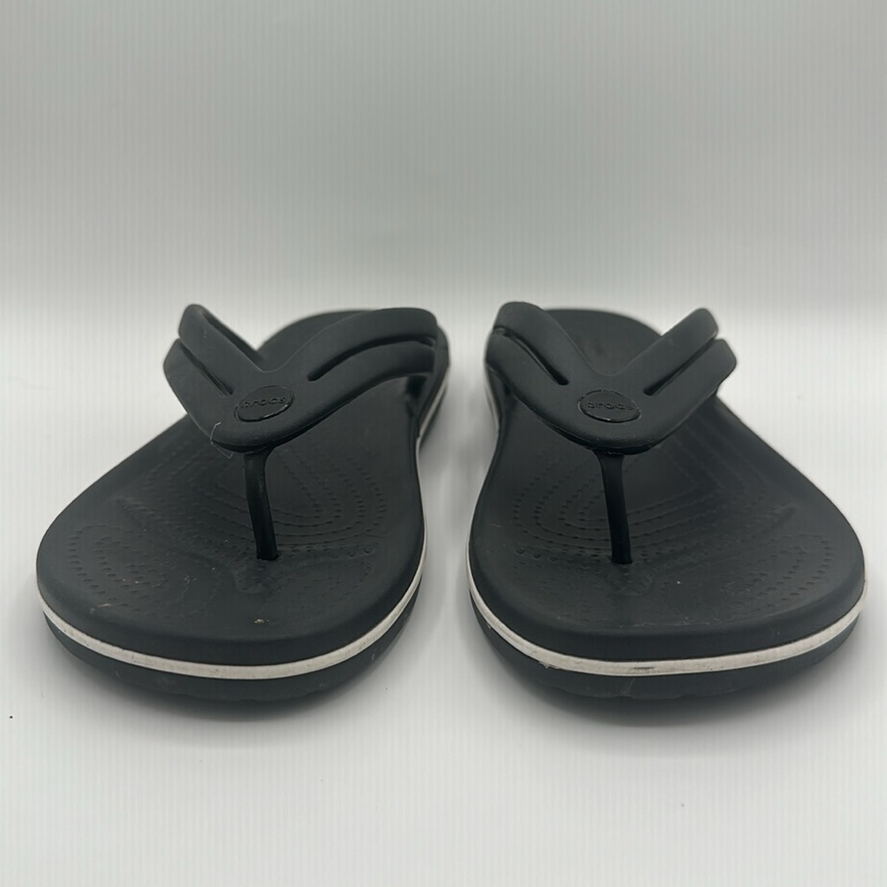 Crocs Crocband Flip Flops Womens Size 10 Sandals Graphite Black Waterproof Thong - Picture 10 of 12